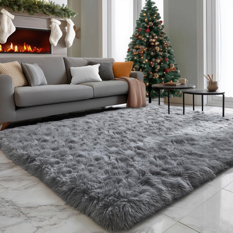 PAGISOFE Plush Washable Area Rugs for Living Room 5x7 Grey, Soft Shaggy Rugs Carpets Fluffy â€‹Rugs for Boys Bedroom Kids Room, Shag Plush Rug for Teen Dorm Decor, Kids Home Decor Aesthetic, Nursery - Image 1
